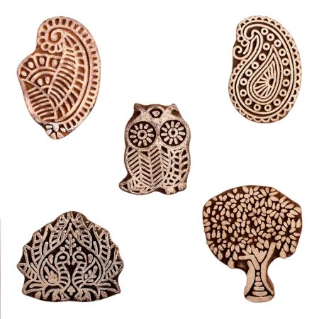 Set of 5 Piece New Mix Wooden Printing Block